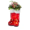 Winter Lane Illuminated Santa Boots With Greenery New
