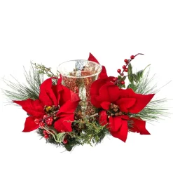 Winter Lane Led Poinsettia Candle Ring Hot