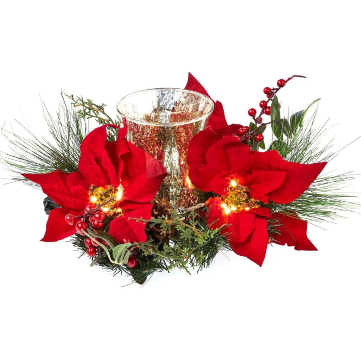 Winter Lane Led Poinsettia Candle Ring Hot