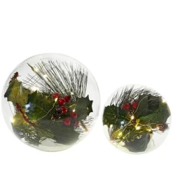 Winter Lane Lit Christmas Floral Spheres & Led Lights - 2-Pack Sale