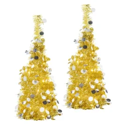 Winter Lane 2-Pack 2' Pop-Up Tinsel Holiday Trees Hot