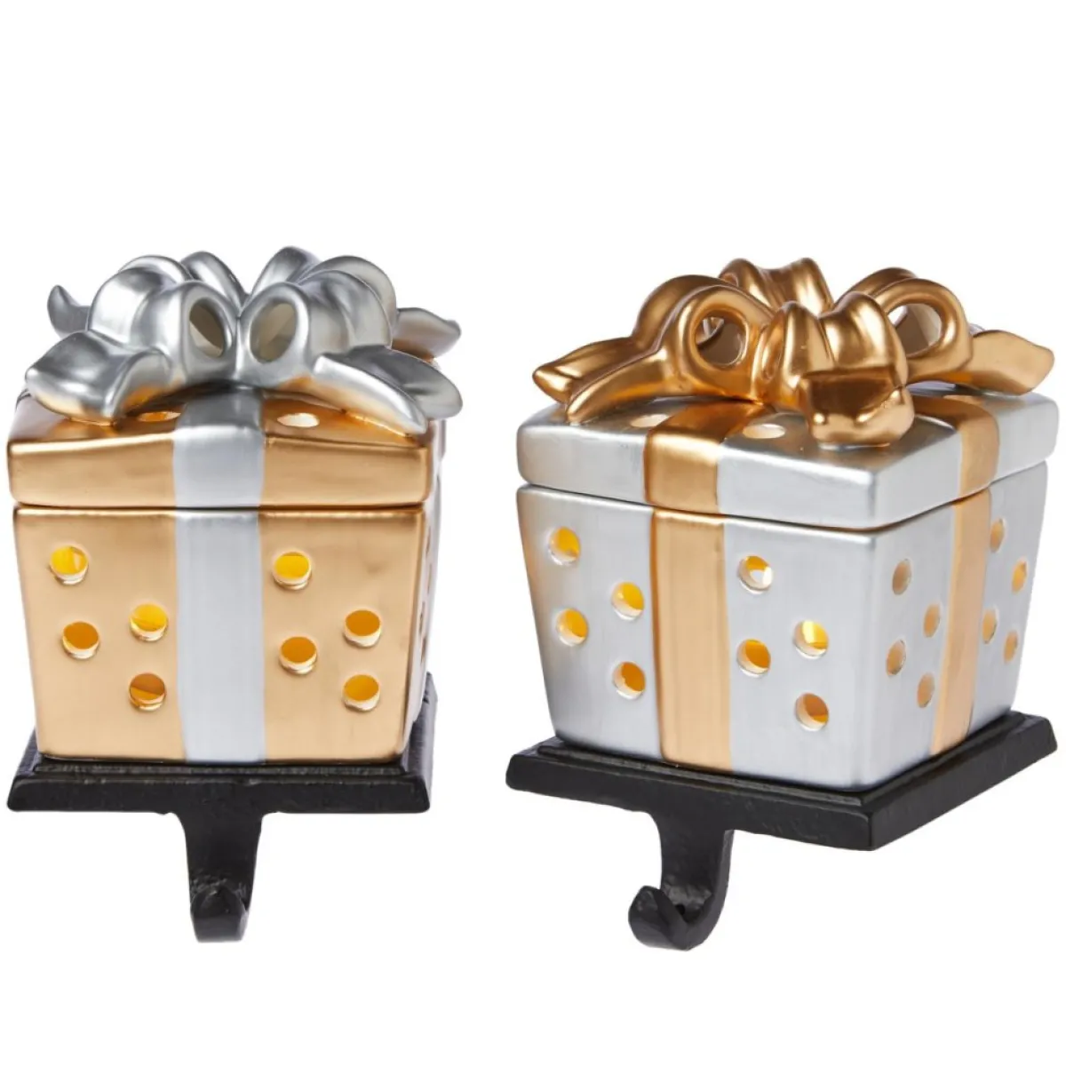 Winter Lane 2Pk Handpainted 2-In-1 Removable Gift Box Stocking Holder Best