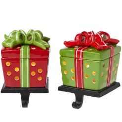 Winter Lane 2Pk Handpainted 2-In-1 Removable Gift Box Stocking Holder Best