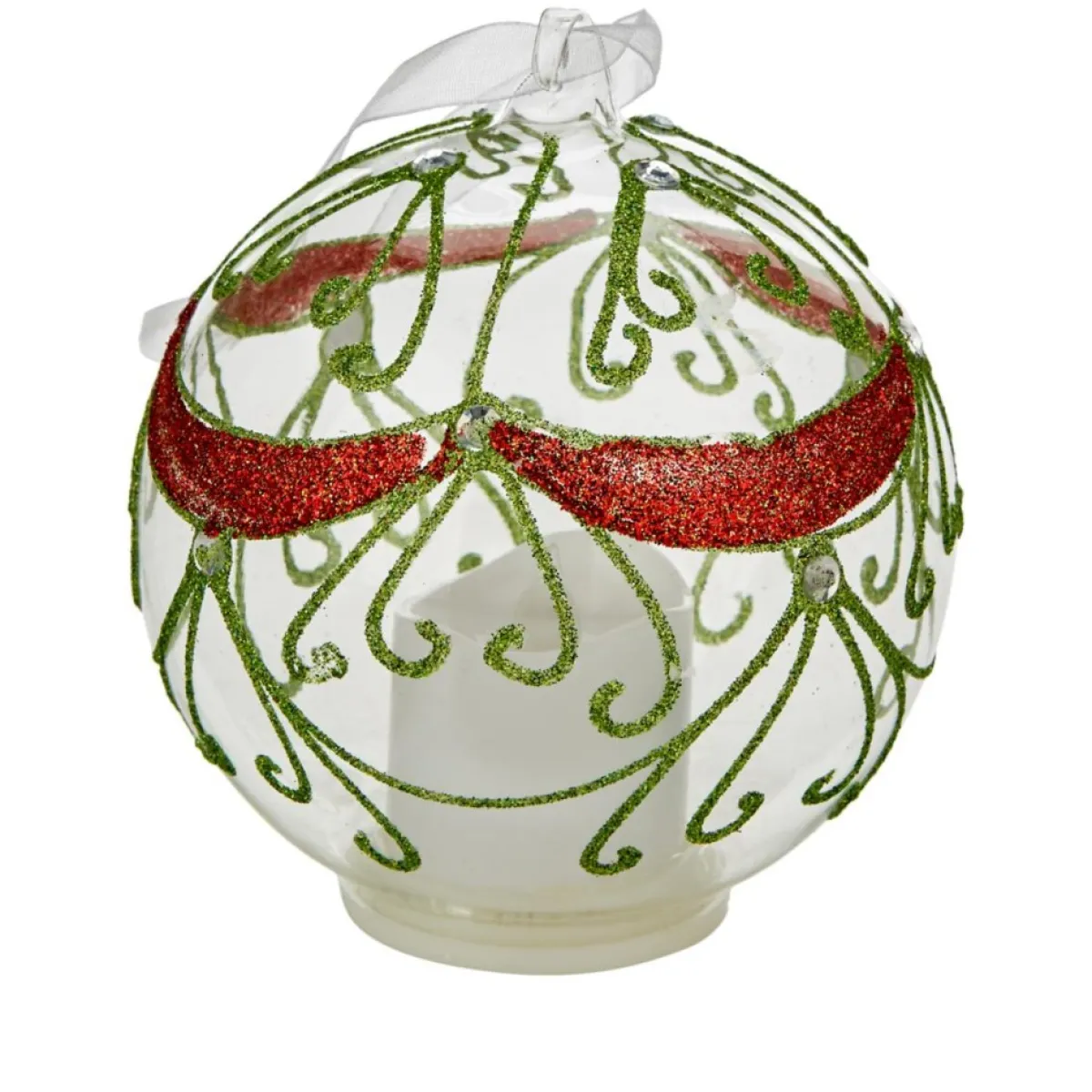 Winter Lane Set Of 3 Glass Ornaments With Flameless Votive Red/Green Online