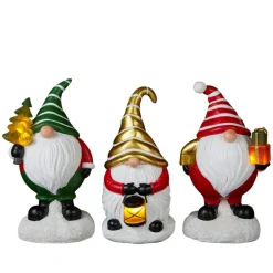 Winter Lane Set Of 3 Led Holiday Gnomes With 4-Hour Timers Online