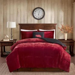 Woolrich Alton 3-Piece Red/Black Plush To Sherpa Twin Comforter Set Discount